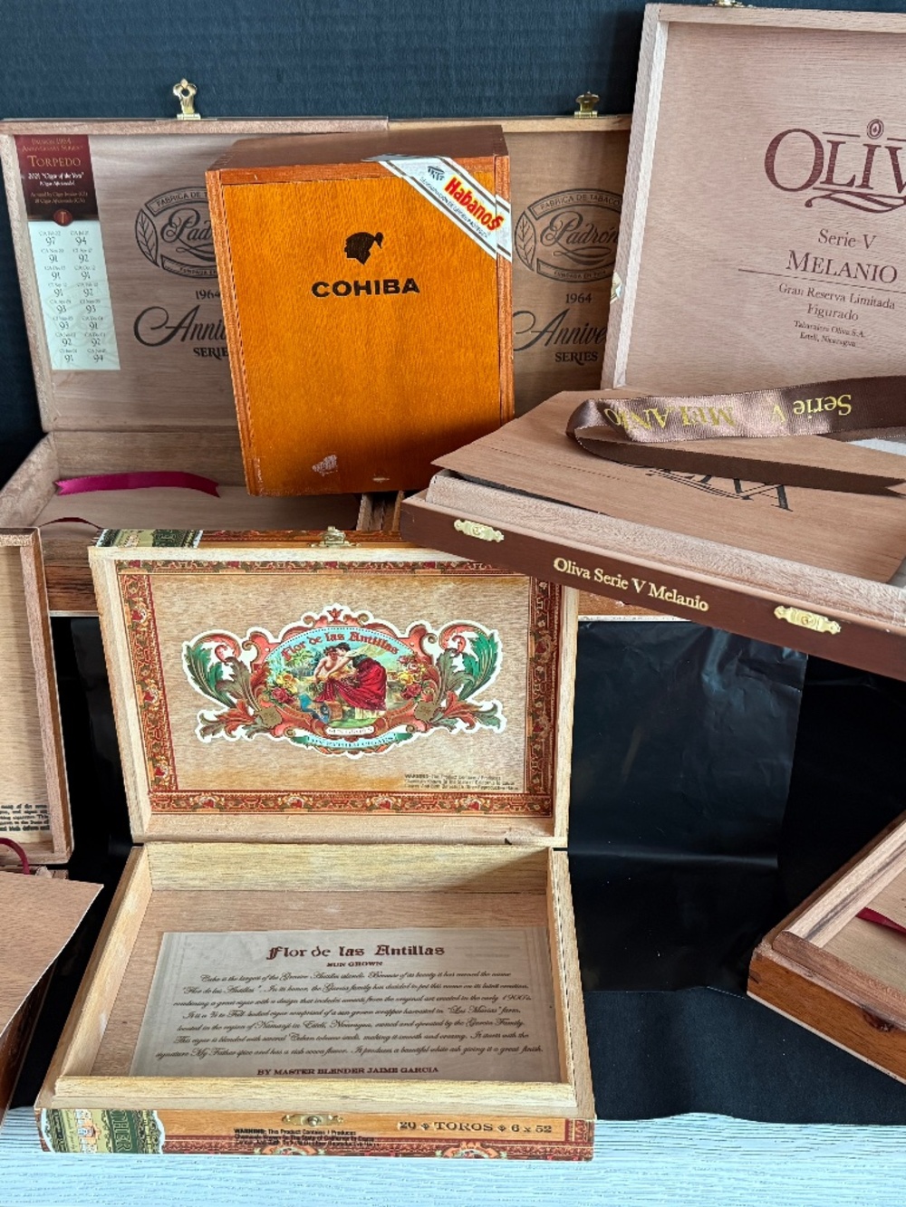 Cigar Boxes - Padron Anniversary - Nicaragua - COHIBA - CUBA - Lot of 7 EMPTY